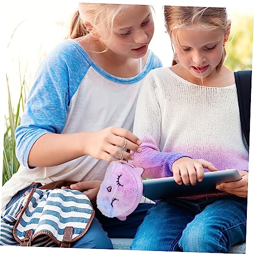 2pcs Plush Unicorn Coin Purses for Girls Cartoon Zipper Change Pouches Soft Furry Design for Coins Cards and Items Birthday Party Favors2