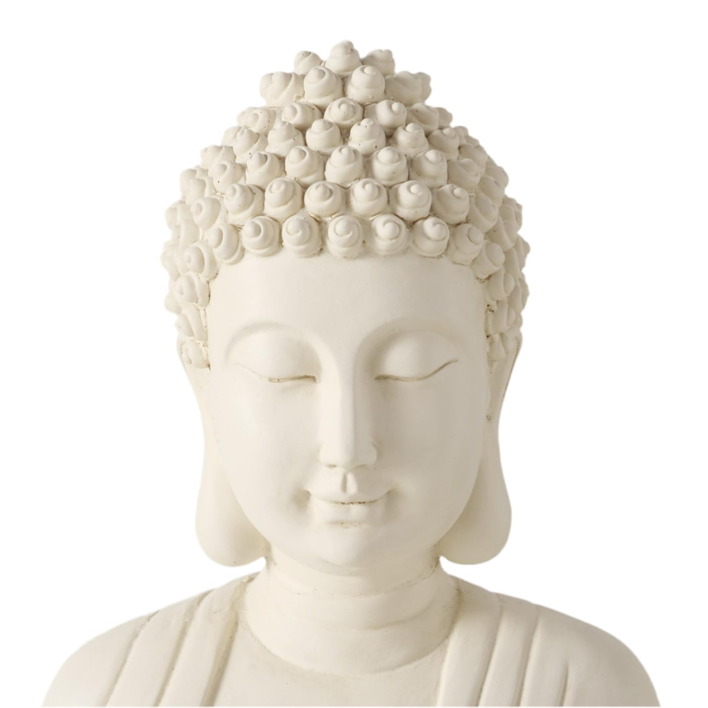 MF Buddha-Figur Serenity, Cremeweiß, 30 cm, Kunstharz, handgefertigt