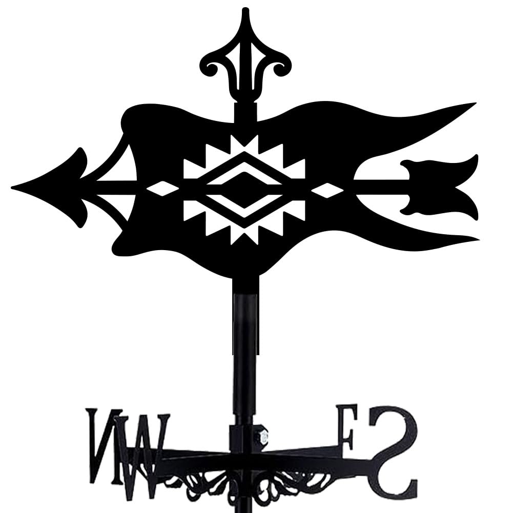 WIQUYBML Flag Weathervane Metal Wind Vane Vintage Decoration Direction Indicator Stake Mount Ornament for Farmhouse Yard Roof Outdoor