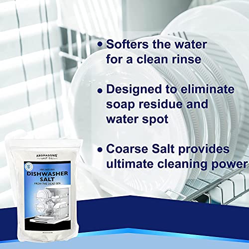 Aromasong Dishwasher Salt 19 LB - 100% Natural Water Softening Agent for Cleaner Dishes & Washer Reactivation Compatible with Bosch, Miele, Whirlpool, Thermador and More (packaging may vary)