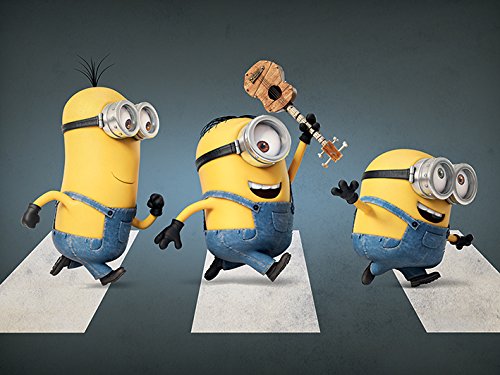 Toile Imprimée Minions Abbey Road Grand Format Tableau Déco Rock