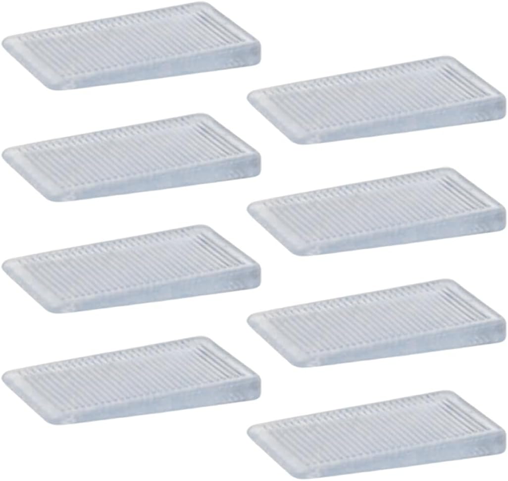 8 Pcs Plastic Clear Table Shims, Level Wedge for Home Furniture, Have Extreme Weight Capacity, Weather Resistant, Levelers for Wobbly Uneven Floors Fixing Toilet