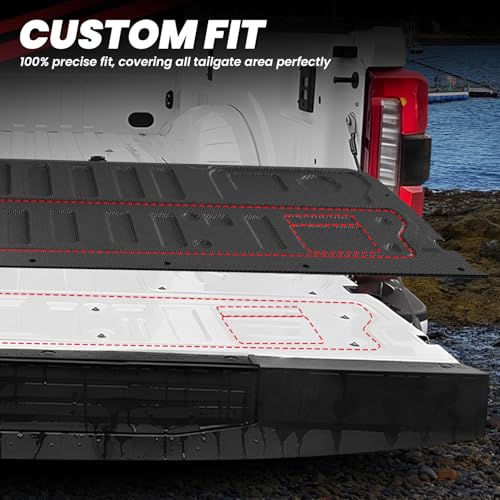 Image of LASFIT Truck Tailgate Mat for Ford Super Duty F250 F350 F450 2026 2025 2024 2023 Truck Bed (Not Fit Optional with Tailgate Step) All Weather Protector TPE Tailgate Liner,1pc Black