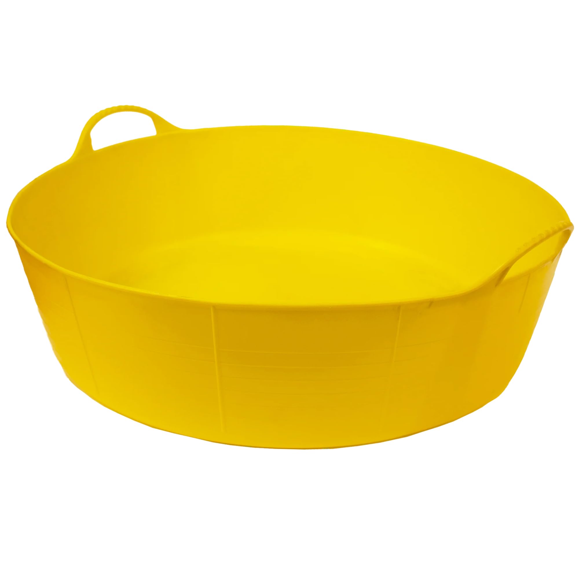 Large Shallow Flexible Tub 2-Handled Flexible Storage Feeding Bucket 35L For Home, Garden, Equestrian Stable and Workplace Flexible Bulk Container (Yellow)