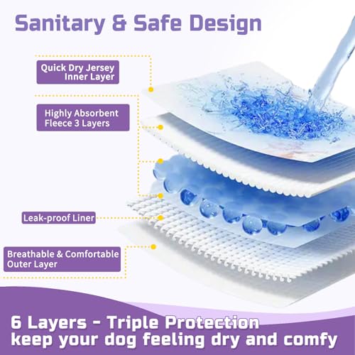 Image of Reusable Dog Diapers Female 3 Pack Doggie Diapers for Period Heat Incontinence Puppy Training (Medium, PurpleFlower)