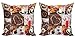 ABAKUHAUS café Set de 2 Fundas para Cojín, Croissant y café, con Estampado en Ambos Lados con Cremallera, 45 cm x 45 cm, Multicolor