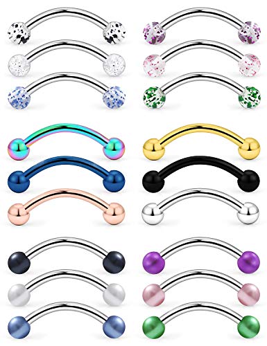 Yaalozei 20G Surgical Stainless Steel Daith Rook Conch Earring Curved Barbell Cartilage Tragus Helix Earring Septum Labret Medusa Monroe Lip Eyebrow Ring Stud Body Piercing Jewelry for Women Men 8mm