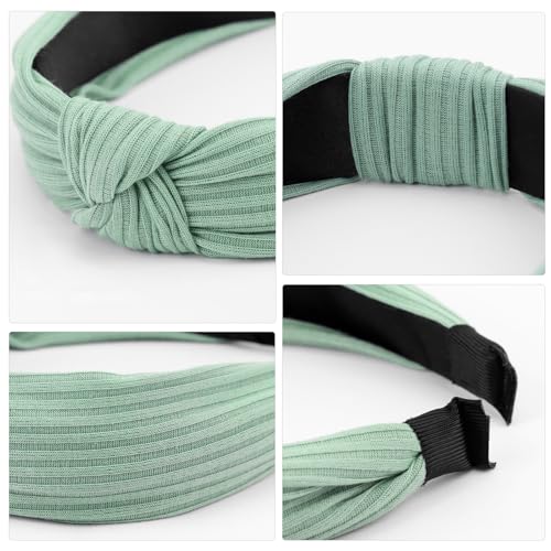 Image of DRESHOW 8 Pack Knotted Headbands for Women Wide Turban Headband Yoga Exercise Ribbing Hair Hoop Hair Bands Accessories