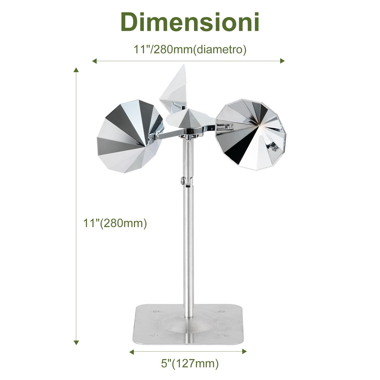 OFFO Deterrente per Piccioni,Scaccia Piccioni per Balcone,Riflesso a 360° con Base in Alluminio,Spaventa Uccelli per Giardino, Tetto,Balcone, Facciata, 1 Piece