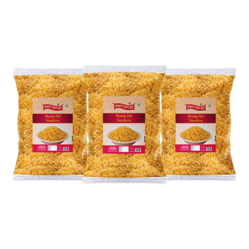 Image of OKHLI MUSAL BRAND Salty Moong Dal | Daryaganj Special Organic Salted Moong Dal Namkeen | Organic Namkeen | Fried in Cold Pressed Groundnut Oil | Healthy Indian Snacks No Preservatives-250g*3Pack