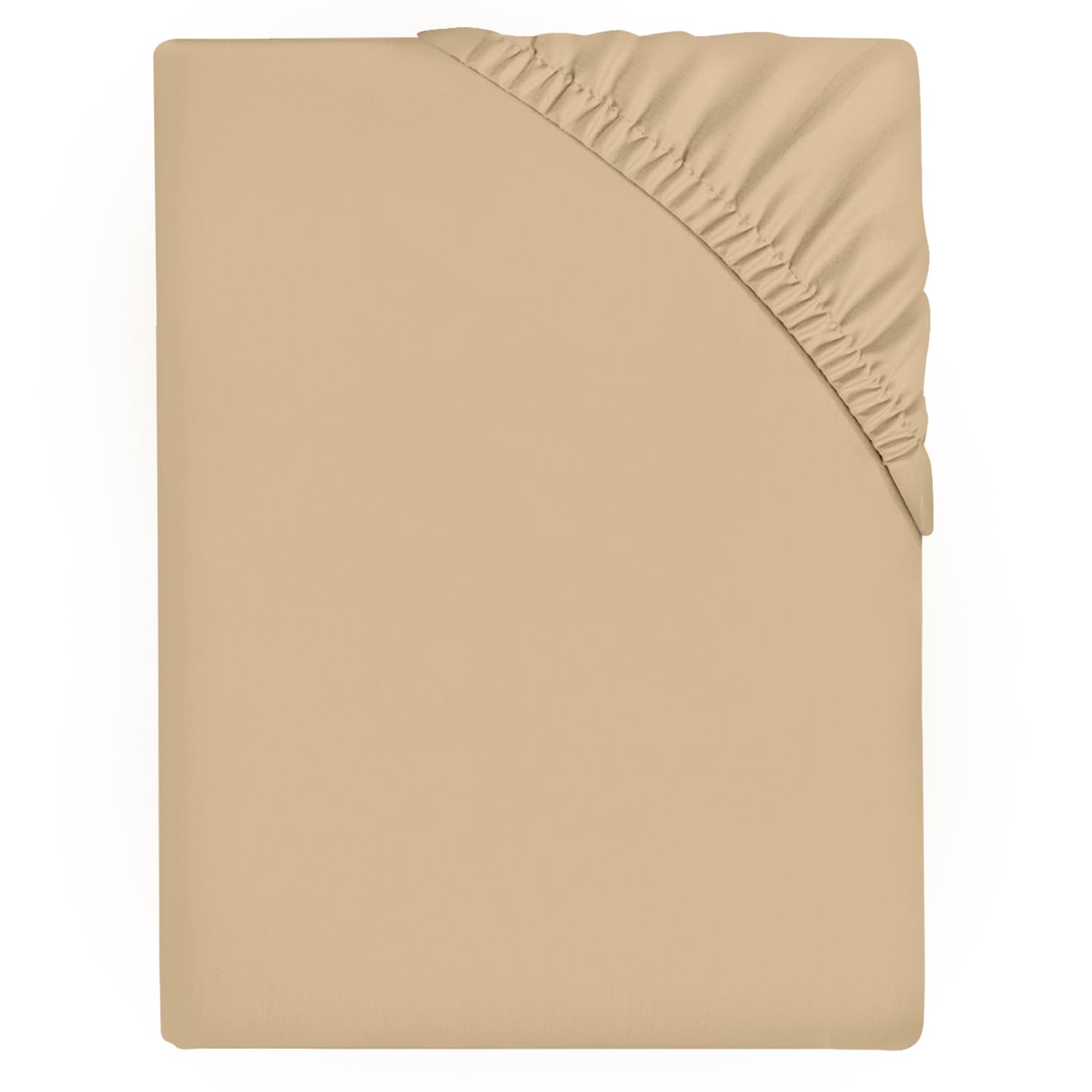 Gc Gaveno Cavailia Beige Microfiber Fitted Sheet Single Bed - (25Cm) Deep Bed Sheets - Elasticated Corner Bedsheet (91 X 193Cm) - Easycare Bed Fitted Sheets
