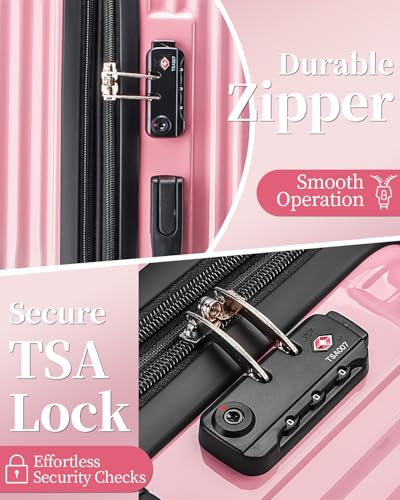 Image of Checked Luggage, 24 Inch Hardside Suitcase, Lightweight Hardshell with TSA Lock, Large Suitcase with Spinner Wheels