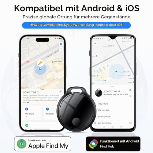 Smart Tracker Tag 4er Pack, Schlüssel Finder Kompatibel Compatible Avec Apple Find My und Google Find Hub, IP68 wasserdicht… – Ansicht 2