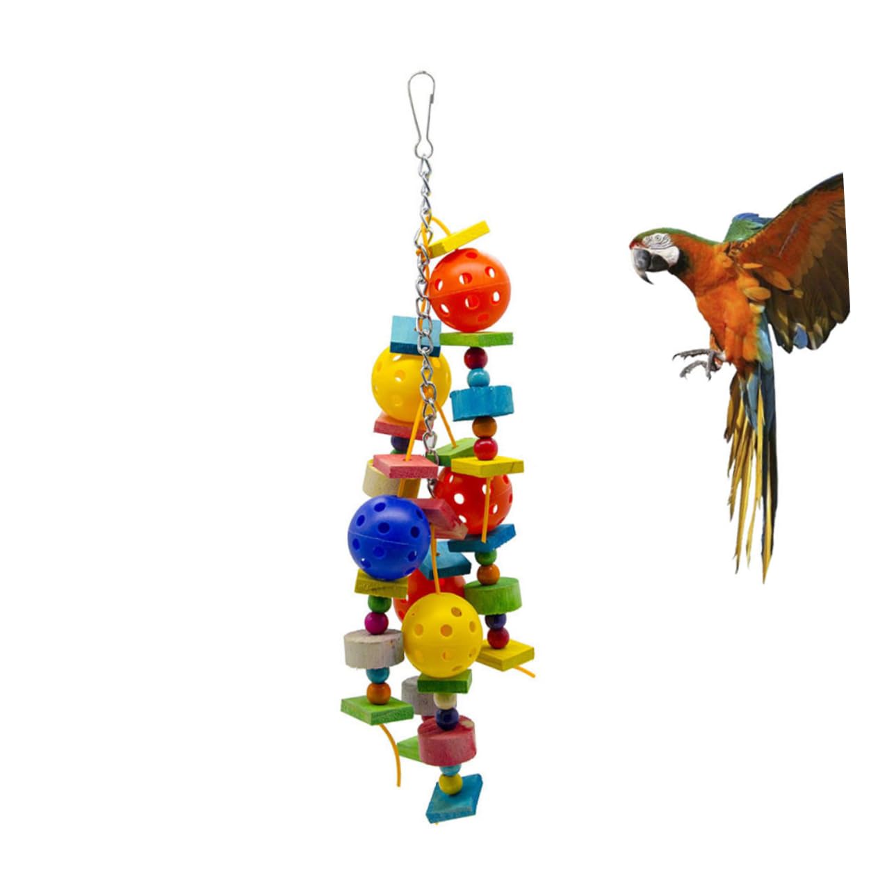 DOITOOL 3pezzi Giocattolo Educativo Per Pappagalli Ciondolo Legno e Plastica Con Sfere Hollow Gioco Appeso Per Uccelli Stimola Attività e Divertimento