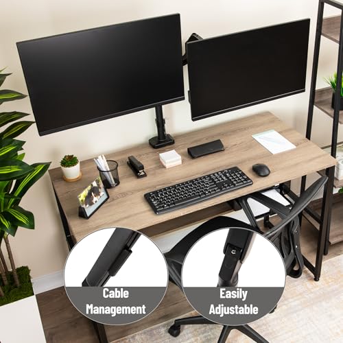 Image of Mind Reader Dual Monitor Arm for 13-32 Inch Screens, Gas Spring VESA Desk Mount, ±180 Rotation, ±65 Tilt, ±180 Swivel, Holds up to 19.8 lbs Each, Integrated Cable Management, Black