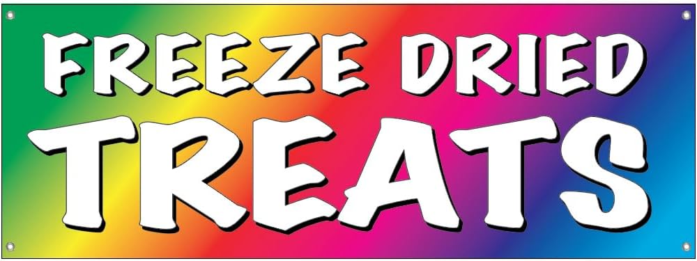 4LessCo 18x48 Inch FREEZE DRIED TREATS Vinyl Banner Candy Sign With Grommets