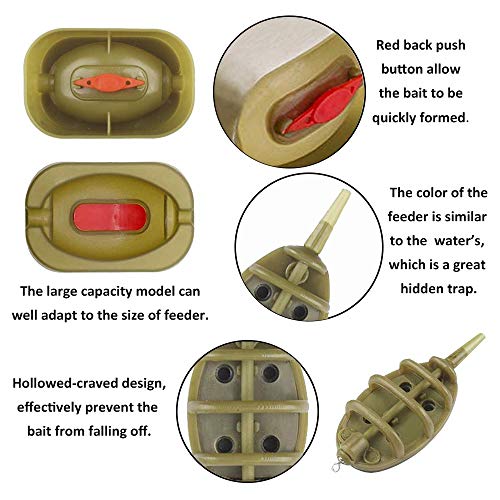 10 Pieces Fishing Inline Method Feeder with Quick Release Mould, for Carp Fishing 15g 20g 25g 35g 30g 40g 50g 60g (Brown) - Image 4