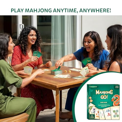 Image of Mahjong Go! Card Game, Classic Mahjong Reimagined, Perfect for Game Night | Fast-Paced Strategy and Skill Game with Wind Rounds, Travel-Friendly, Gift for Mahjong Lovers, Adults and Teens