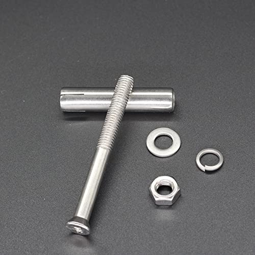 Image of 8 Pcs M8 x 80mm 304 Stainless Steel Hex Expansion Bolt, Incontesta Eyebolt Fastener Wall Concrete Brick Expansion Screw Closed Hook Anchor Bolt