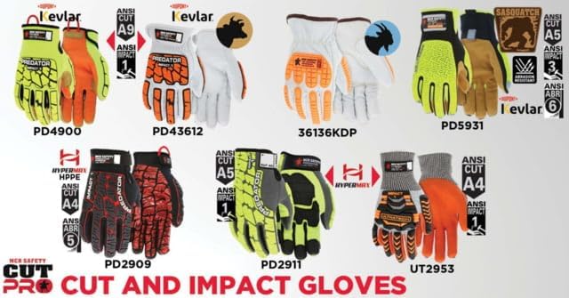 MCR Safety Predator Impact Mechanics Sasquatch Leather Palm Work Gloves, 2XL, PD5931XXL