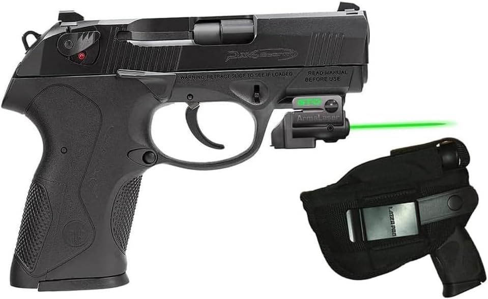 Laser Kit for Beretta PX4 Storm Compact w/Tactical Holster, Grip Activated ArmaLaser GTOGS/GTO-G/GTOG & FLX52 Green Laser Sight & 2 Extra Batteries. FDA Class IIIA Laser Sight