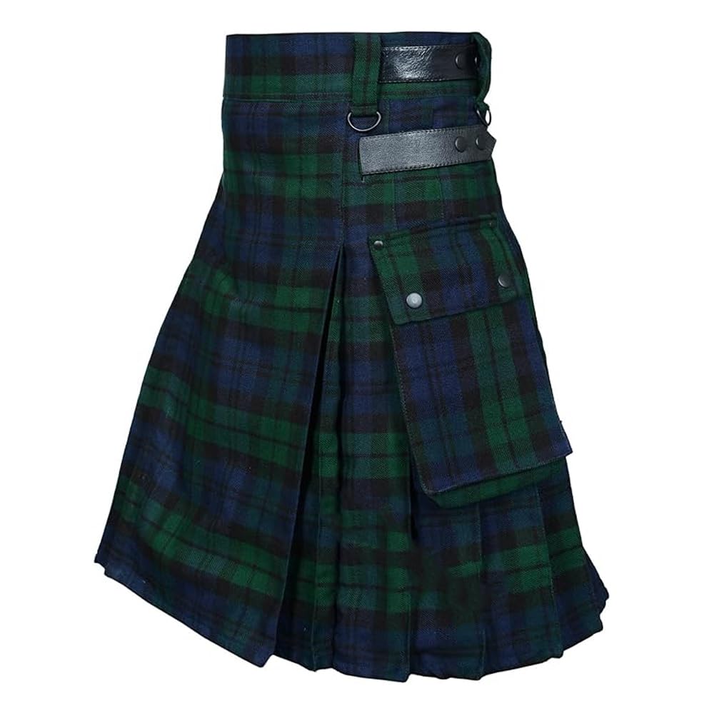 BaronHong Tartan Utility Kilts for Men | Tartan Kilt with Suspenders and Large Cargo Pockets, XXL — image 1