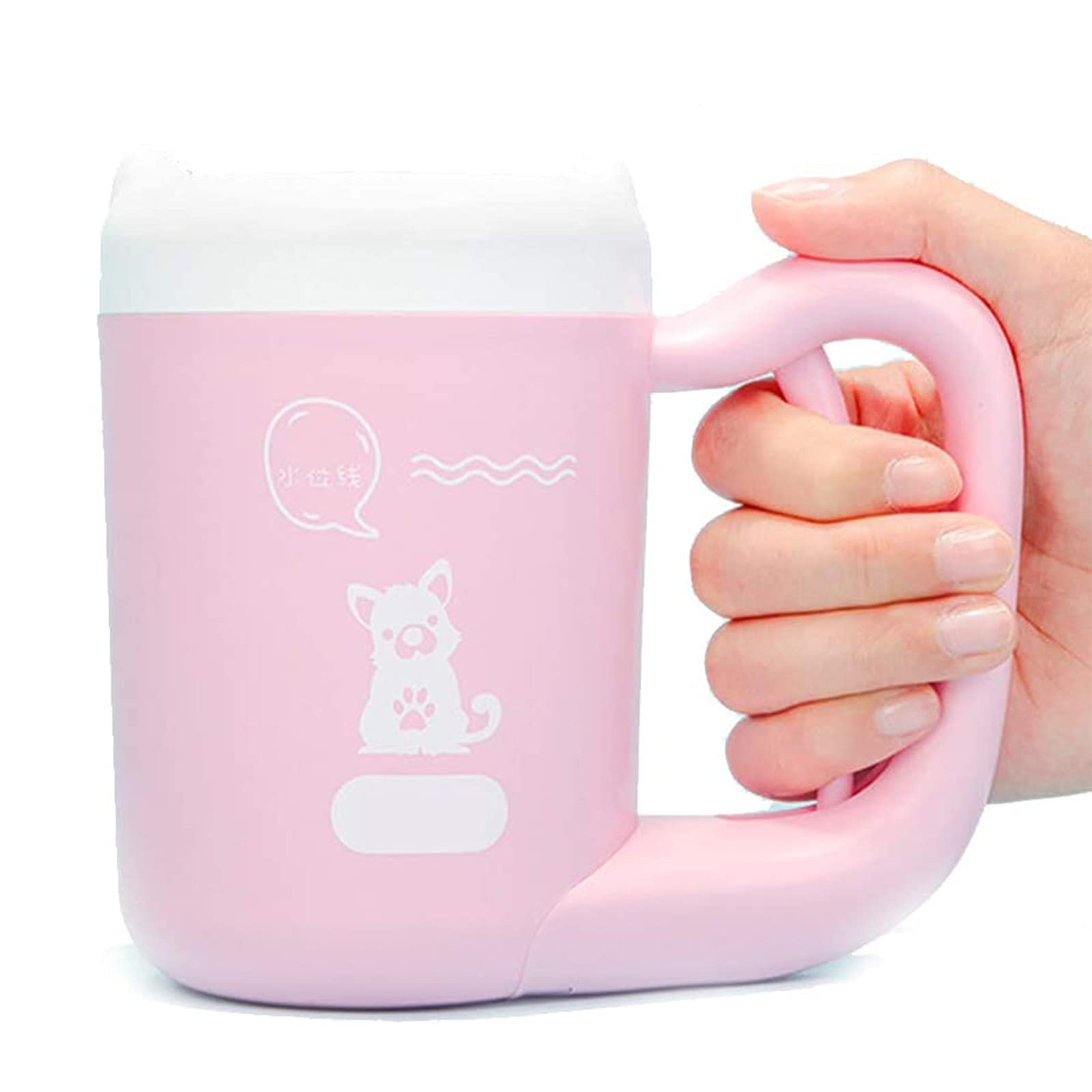 Limpiador de Patas para Perros, Cepillo for Lavar Patas de Perro, semiautomático, Giratorio 360°, Silicona Suave(Pink,S)