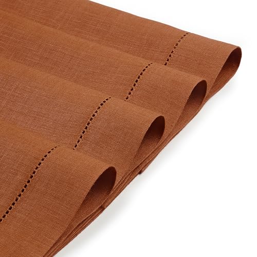 DMoksha-Homes-Linen-Placemats-Set-of-4-100-Pure-Linen-Rust-Placemats-14-x-19-Inch-Classic-Hemstitch-Washable-Rust-Placemats-for-Easter DMoksha Homes Linen Placemats Set of 4 100 Pure Linen Rust Placemats 14 x 19 Inch Classic Hemstitch Washable Rust Placemats for Easter