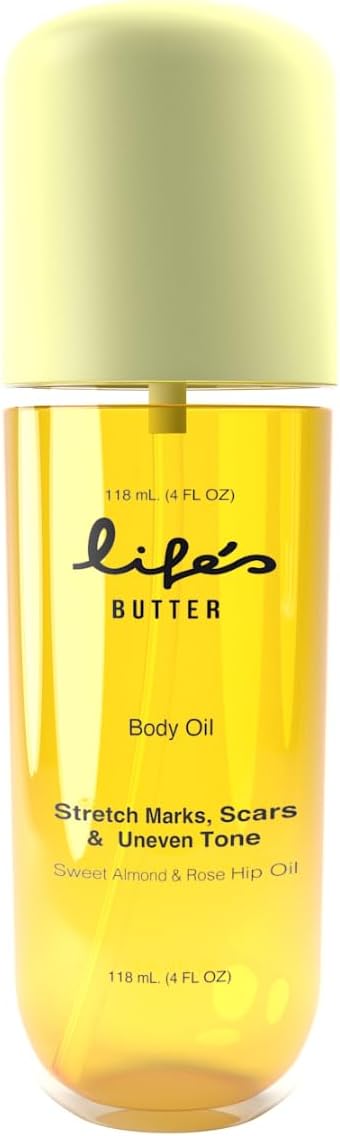 Life’s Butter Body Oil - Hydrating Stretch Mark & Scar Care For All Skin Types - Made in USA, Cruelty-Free, Hypoallergenic -100% Natural & Organic - Jojoba, Sweet Almond & Grapeseed Oils - Smooth Skin