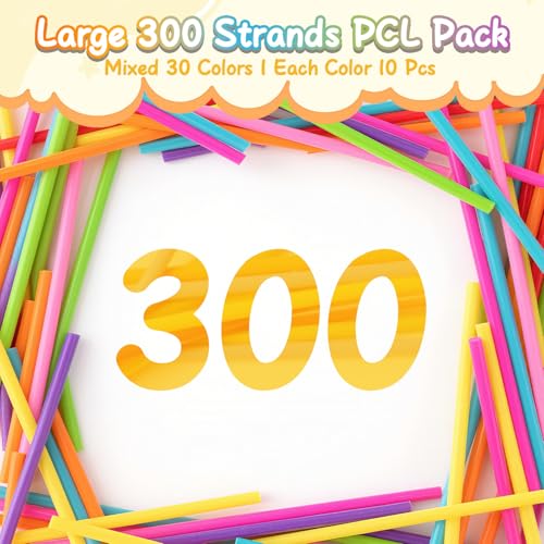 Image of 300 Pieces 3D Pen Refills Pack for 3Doodler Start+ Pen 30 Colors 2.5 mm Low Temperature 3D Pencil PCL Filaments Not Compatible with Other 3D Printing Pens