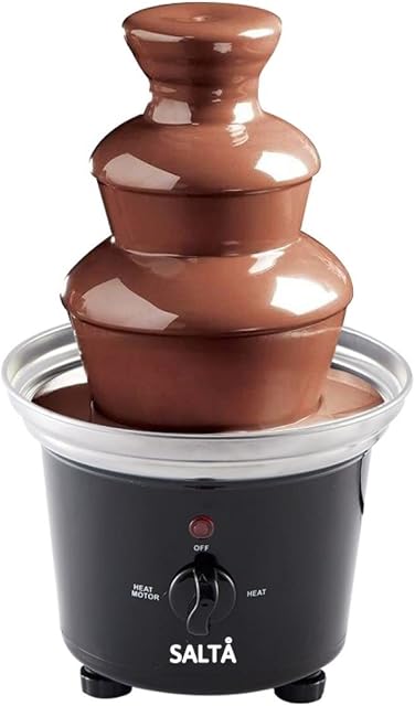 Salta Large Size Stainless Steel Chocolate Fountain Fondue Set Electric 3-Tier Machine with Hot Melting Pot Base (500ml Capacity)