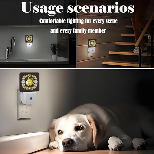 Image of Sun and Moon Flowers Night Light,Plug-in Nightlights Auto Sensor Night Lamp Dusk-to-Dawn Lamp Home Decor for Nursery Children Girls Boys