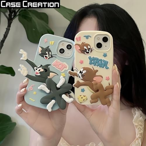 Image of COVERLY for iPhone 15 Pro Max Cartoon Case, 3D Fidget Spinner Play Cute Full Protective Back Case Soft Silicone Stylish Fashion Aesthetic Cover for Apple iPhone 15 Pro Max (Blue)