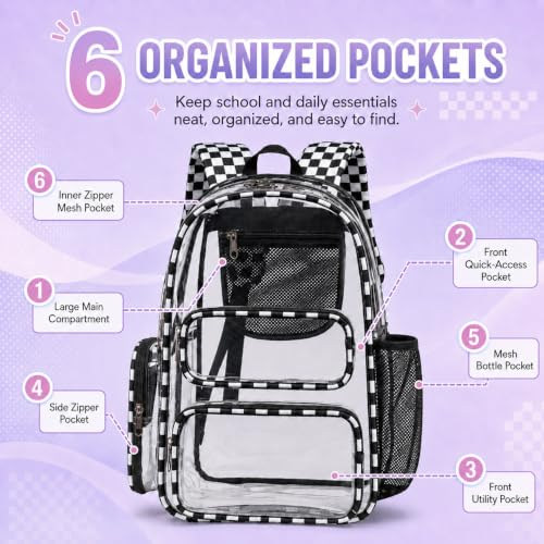 Image of BTOOP Clear Backpack Heavy Duty Transparent Backpack 17 inch See Through Bookbag for College Work Festival Security with Padded Strap Large Capacity