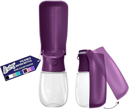 Miniatura 1 de WePet Botella de agua plegable portátil para perros, dispensador de agua para cachorros con alimentador para beber, 12 onzas, resistente a altas
