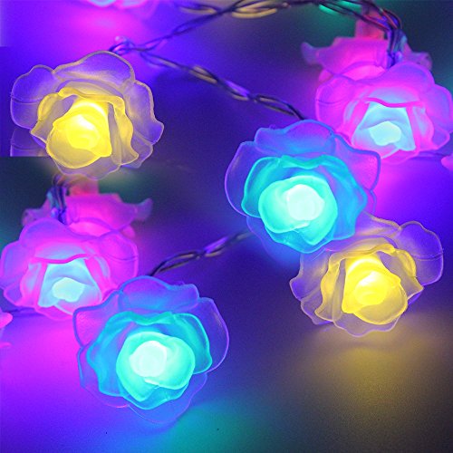 TORCHSTAR 7.3ft 20 LEDs Rose Battery Operated LED Christmas String Light - 2 Work Modes RGBY Flowers Christmas String Lights, Multi-Color Fairy String Lights for Christmas, Holiday, Party