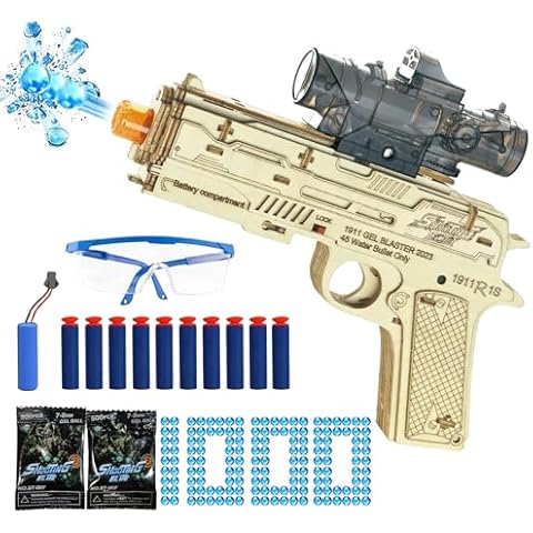 3D Wooden Puzzles for Adults, Electric Blaster Toy Gun with Soft Bullets and Gel Bullets, 3D Puzzle Wooden Gun, DIY Pistol Model Assembly Kits, Wood Puzzles Cool Toy for Adult Birthday Gift Cover