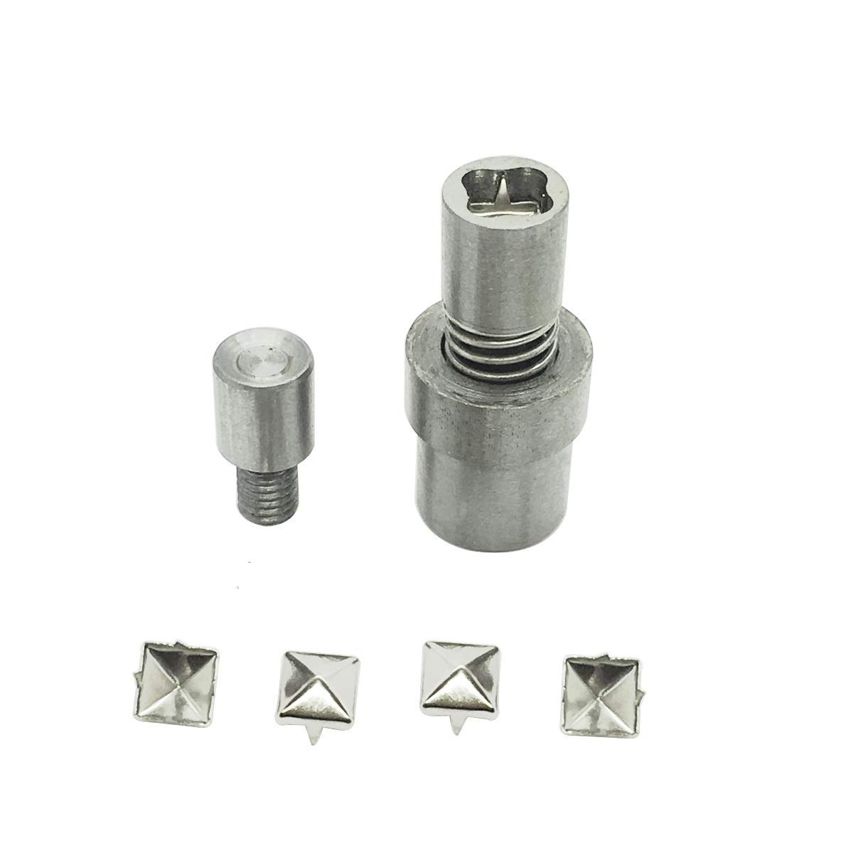 WedDecor Pyramide Nieten Nieten Installation Stanzen Set Werkzeug mit Grün Handpresse Maschine für DIY Projekte, Lederwaren, Bekleidung Ersatz, Handwerk Dekoration - Silber & Grün, 9MM