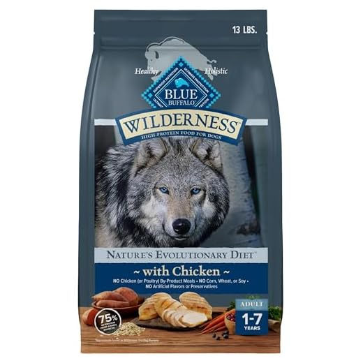 Blue Buffalo Wilderness Natural High-Protein Dry Food for Adult Dogs, Chicken Recipe, 13-lb. Bag