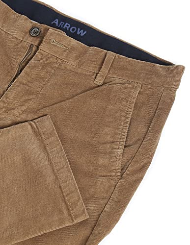 Image of Men Brown Mid Rise Corduroy Solid Casual Trousers