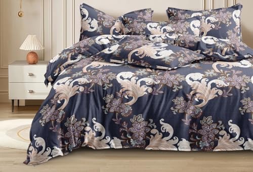 Image of 300 TC Cotton Feel Glace Cotton Fully Elastic Fitted Bedsheet Single Size Double Bed with 1 Pillow Cover (36 inch x 78 inch inches, Sydney)