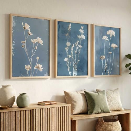 Image of kotart Floral Art Home Decoration For Wall Decor | Aesthetic Paintings With Frame For Living Room Bed Room Hotel Wall Decor Digital Reprint Set of 3 (20x30 Inch)
