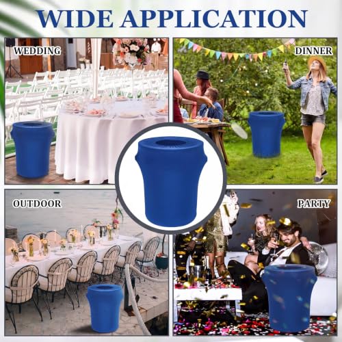 Image of Tanlade 2 Pcs 32 Gallon Stretch Spandex Trash Can Covers Round, Blue