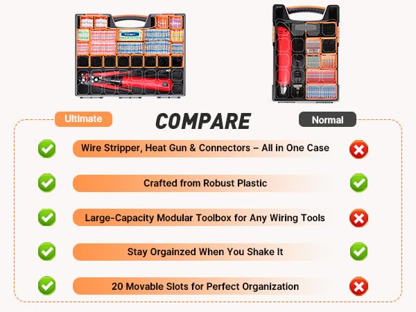 Miniatura 19 de Kuject - Kit de conectores de alambre para soldadura termorretráctil, todo en uno, pelacables, pistola de calor, 2000 conectores a tope de palo de