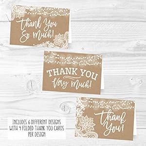 Hadley Designs 24 Rustic Kraft Thank You Cards, Envelopes, Great Note For Adult Funeral Sympathy, Gift Gratitude Supplies-Birthday, Baby or Country Vintage Bridal Wedding Shower For Boy or Girl Hadley Designs 24 Rustic Kraft Thank You Cards Envelopes Great Note For Adult Funeral Sympathy Gift Gratitude Supplies Birthday Baby or Country Vintage Bridal Wedding Shower For Boy or Girl