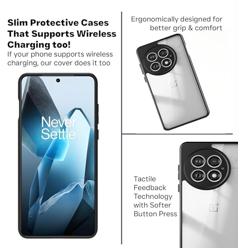 Image of Hybrid Shockproof Back Cover Case for OnePlus 13R 5G | Hard Back Cover Case for OnePlus 13R 5G (PC & TPU, Transparent Clear Back)