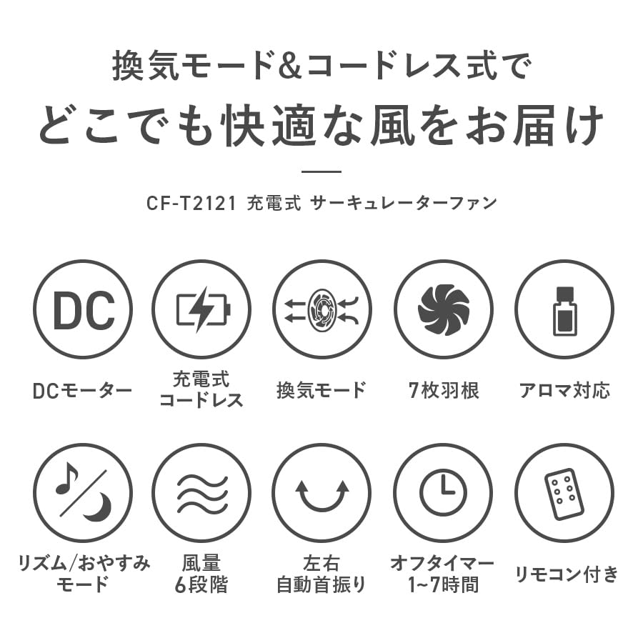 Amazon | スリーアップ DCモーター 充電式 7枚羽 サーキュレーター