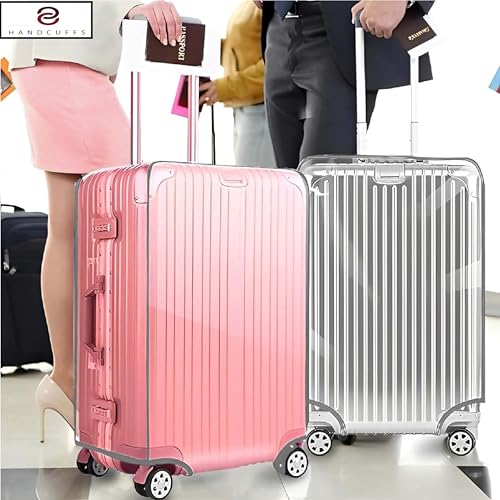 Image of Handcuffs PVC Transparent Luggage Trolley Waterproof Cover|Dust Proof Suitcase & Trolley Bag Cover - 26 Inches