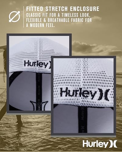 Image of Hurley Mens Trucker Hat - Lightweight Breathable Stretch Mesh Back Curved Bill Baseball Cap with 3D Front Icon Logo