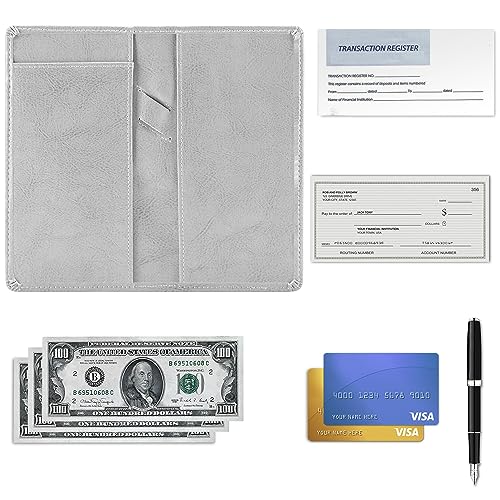 Image of Aurya Leather Checkbook Covers for Personal Checkbook, Checkbook Holder with Free Vinyl Divider, Checkbook Cover for Duplicate Checks for Men and Women